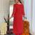 Elegant red colored party wear embroidered stitched vichitra silk pant style kurti suit with duppatta
