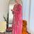 Elegant pink colored party wear embroidered stitched chanderi pant style kurti suit with duppatta