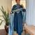 Elegant blue colored party wear embroidered stitched rayon pant style kurti suit with duppatta