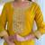 Elegant yellow colored party wear embroidered stitched viscose pant style kurti suit with duppatta