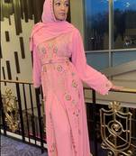 Peach Jacket Handbeaded Kaftan for women