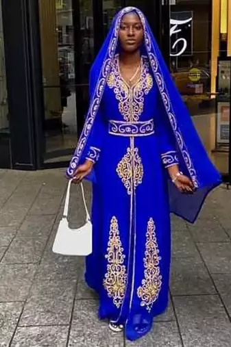 Blue Jacket Handbeaded Kaftan for women