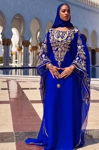 Blue Farash Embroidered gold work women