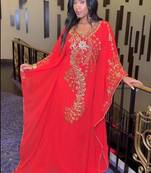 RED FARASH EMBROIDERED GOLD WORK women