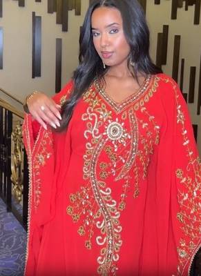 RED FARASH EMBROIDERED GOLD WORK women 2