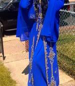 Blue Gold Jacket Handbeaded Kaftan for women