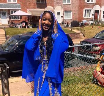 Blue Gold Jacket Handbeaded Kaftan for women 2