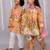 Yellow printed cotton silk kurta pyjama