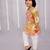 Yellow printed cotton silk kurta pyjama