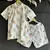 White printed cotton silk co ord set