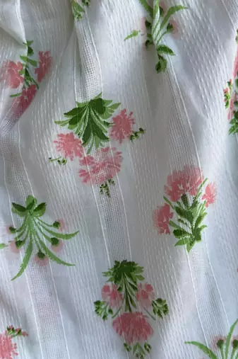 White printed cotton silk co ord set