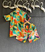 Multicolor printed cotton  co ord set