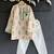 Beige printed cotton silk kurta pyjama