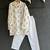 Beige printed cotton silk kurta pyjama