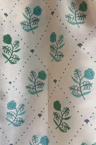 Beige printed cotton silk kurta pyjama