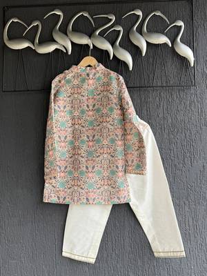 Multicolor printed cotton silk kurta pyjama 2