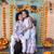 Sky blue digital printed muslin cotton woven kurta pajama sets
