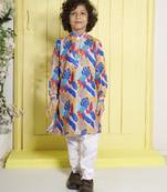 Blue leaf printed muslin cotton woven pajama sets