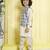 Green floral printed muslin cotton woven kurta pajama waistcoat sets
