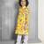 Yellow floral printed muslin kurta pajama sets
