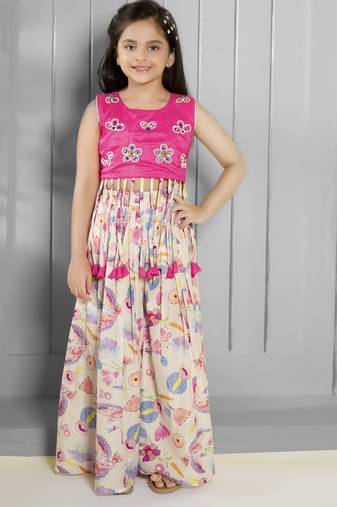 Cream embellishment muslin cotton woven sleeveless palazzo and top set