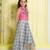 Pink embellishment muslin cotton woven skirt with top set