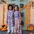 Blue embriodered muslin cotton woven palazzo with top set