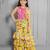 Yellow floral printed muslin cotton woven shrara with top set