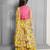 Yellow floral printed muslin cotton woven shrara with top set