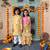 Yellow floral printed muslin cotton woven shrara with top set