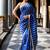 Blue Stripe Shimmer Handloom Mul Cotton Saree