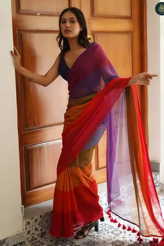 Multicolor Mul Cotton Saree Rainbow Series
