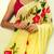 Yellow Handpainted Mul Cotton Saree