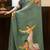 Green Hand Painted Mul Cotton Saree