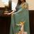 Green Hand Painted Mul Cotton Saree