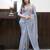 Grey Hand Painted Mul Cotton Saree