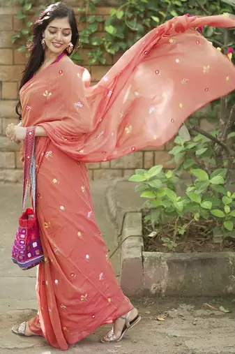 Maroon Mul Cotton Solid Saree
