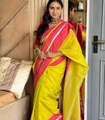 Yellow Lime Mul Cotton Saree with Contrast Border