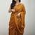 Mustard Mul Cotton Mirrorwork Saree with Handmade Tassels