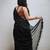 Black Mul Cotton Mirrorwork Saree with Handmade Tassels
