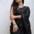 Black Mul Cotton Mirrorwork Saree with Handmade Tassels