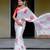 White Mul Cotton Hand painted Saree