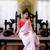 White Mul Cotton Hand painted Saree