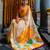 Beige Mul Cotton Hand painted Saree