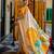 Beige Mul Cotton Hand painted Saree