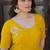 Yellow georgette bead embroidered ruffle flared gown