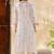 Women floral embroidered chikankari cotton  a-line kurta