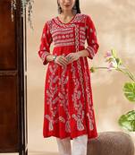 Women ethnic motifs embroidered chikankari anarkali kurta