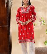 Ethnic motifs embroidered chikankari straight kurta