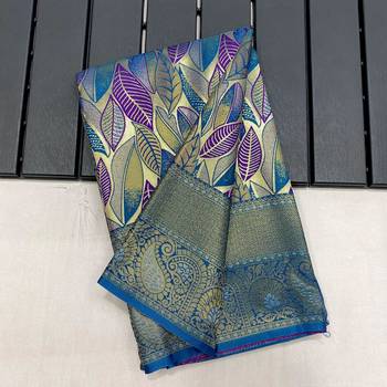 Blue  Kanchipuram silk blend Saree  4
